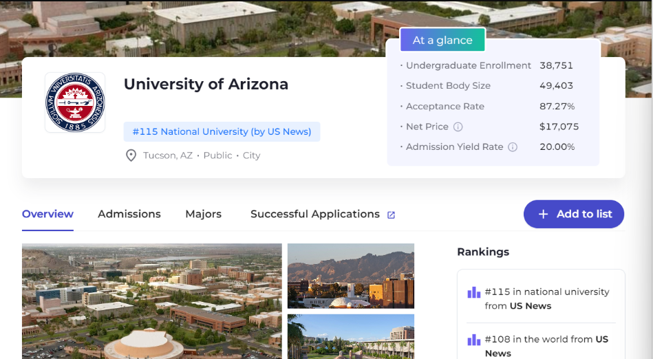 Flamingo college search at a glance