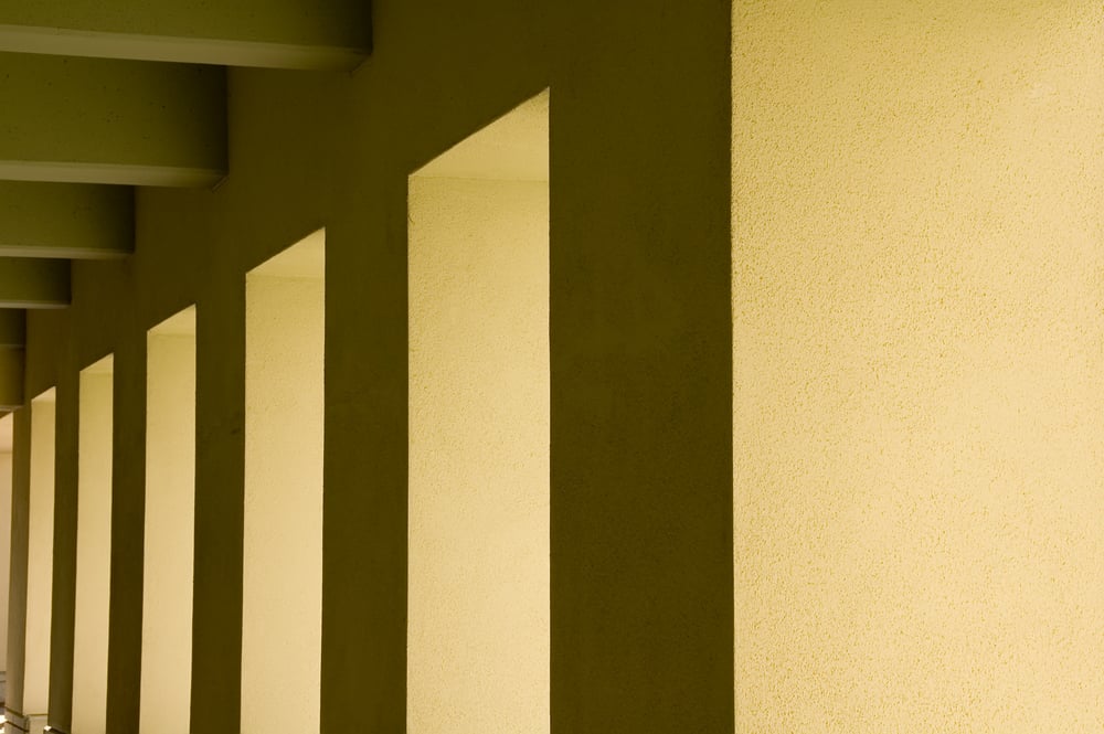Building shadows on wall outside